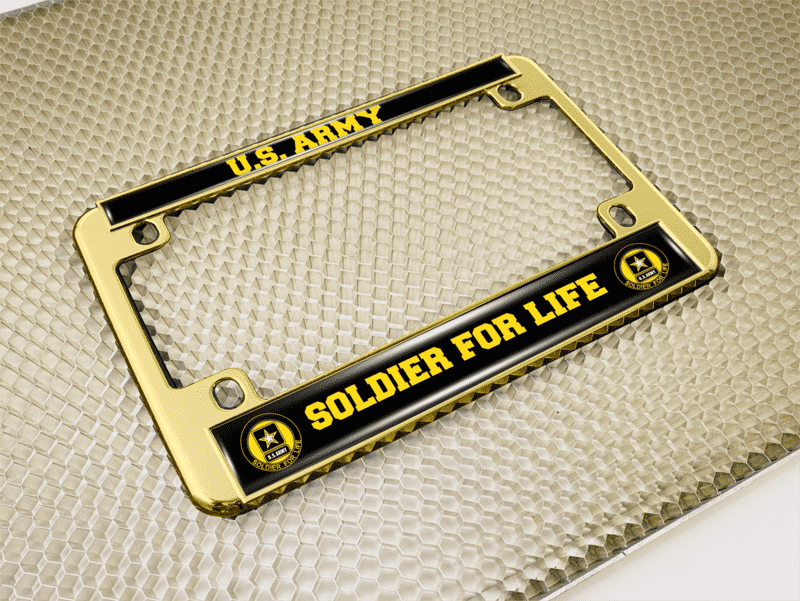 U.S. Army Soldier for Life - Motorcycle Metal License Plate Frame
